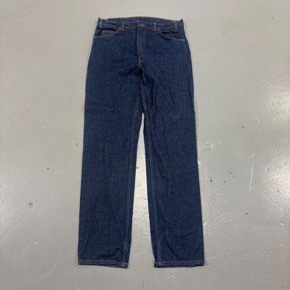 Levis 505 Orange Tab Jeans Mens 36x34 Regular Fit Straight Leg Dark Wash Indigo